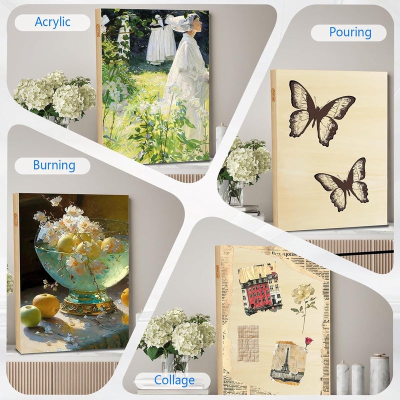 FROM ONE 4 Pack 11x14 Basswood Paint Pouring Panels for Acrylic Pouring, Oil & Abstract Painting – Sturdy Wood Painting Boards for Artists and Crafters - Image 5